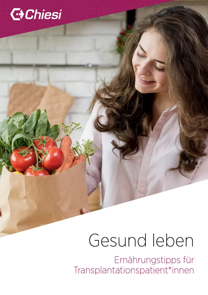 Titelbild der Broschüre Gesund Leben mit dem Thema Ernährung nach der Transplantation